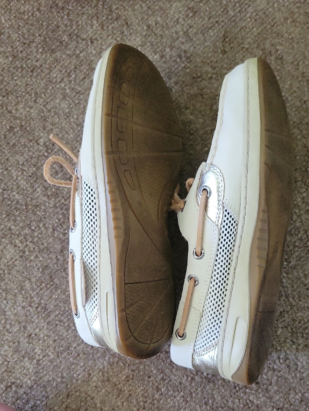 Sperry Top Sider Bluefish 2-Eye Boat Shoes Off-White/Cream Leather Size 7M - Picture 6 of 11